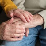 holding hands, elderly, couple